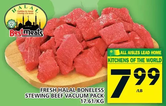 Food Basics Fresh halal boneless stewing beef vacuum pack offer