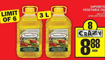 Food Basics Saporito vegetable oil offer