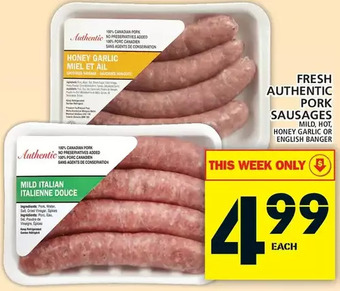 Food Basics Fresh authentic pork sausages offer