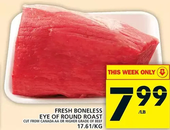 Food Basics Fresh boneless eye of round roast offer