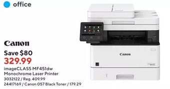 Staples Canon imageclass mf451dw monochrome laser printer | canon 057 black toner offer