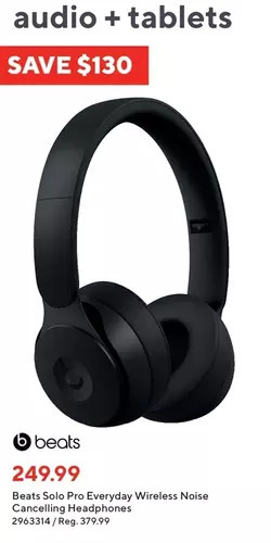 Staples Beats solo pro everyday wireless noise cancelling headphones offer