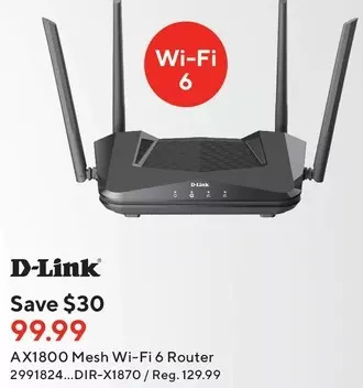 Staples D-link ax1800 mesh wi-fi 6 router offer