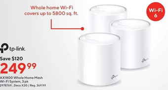 Staples Tp-link ax1800 whole home mesh wi-fi system offer