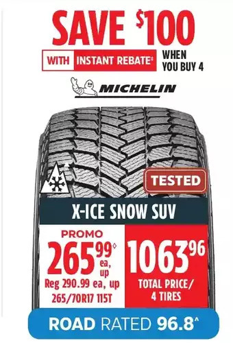 Canadian Tire Michelin x-ice snow suv tires offer