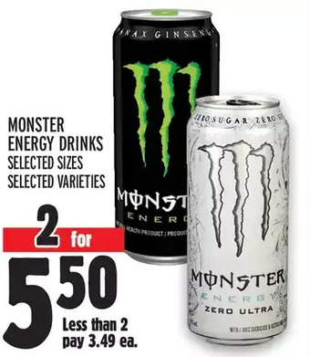 Metro Monster energy drinks offer