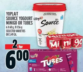Metro Yoplait source yogourt | minigo or tubes offer