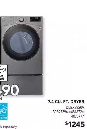 Lowe's 7.4 cu. ft. dryer offer