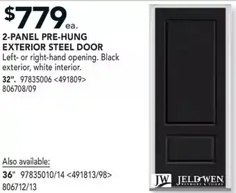 Lowe's Jeld-wen 2-panel pre-hung exterior steel door offer