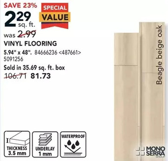 Lowe's Mono serra vinyl flooring offer