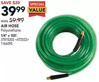 Lowe's Metabo hpt air hose ¼" x 100' offer