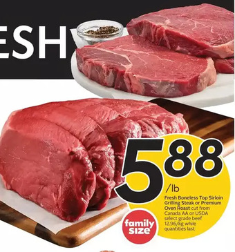 Sobeys Urban Fresh Fresh boneless top sirloin grilling steak or premium oven roast offer