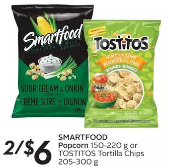 Sobeys Urban Fresh Smartfood popcorn or tostitos tortilla chips offer