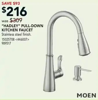 Lowe's Mone "hadley" pull-down kitchen faucet offer