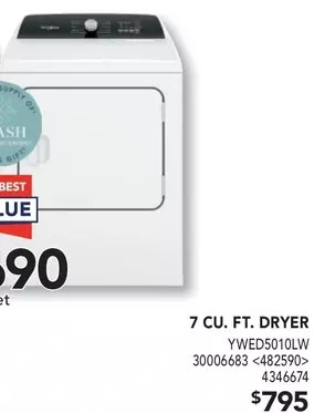 RONA Whirlpool 7 cu. ft. dryer offer