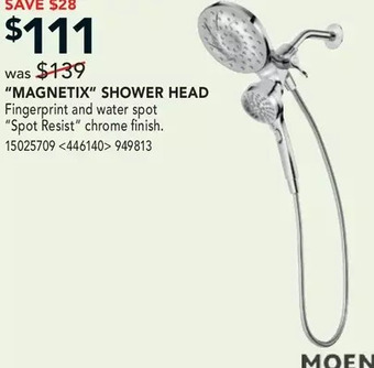 RONA Moen "magnetix" shower head offer