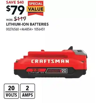 RONA Craftsman lithium-ion batteries offer