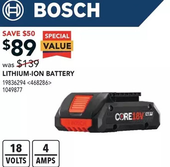 RONA Bosch lithium-ion battery offer
