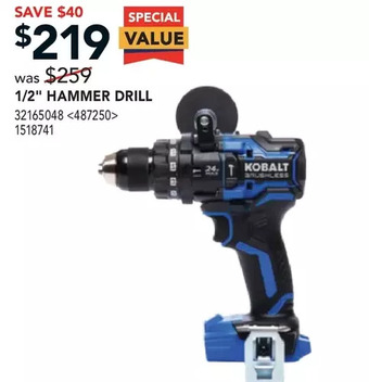 RONA Kobalt 1/2" hammer drill offer