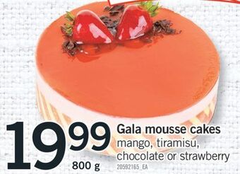 Fortinos Gala mousse cakes mango, tiramisu, chocolate or strawberry, 800 g offer