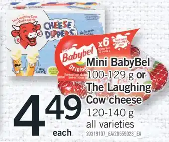 Fortinos Mini babybel, 100-129 g or or the laughing cow cheese, 120-140 g offer