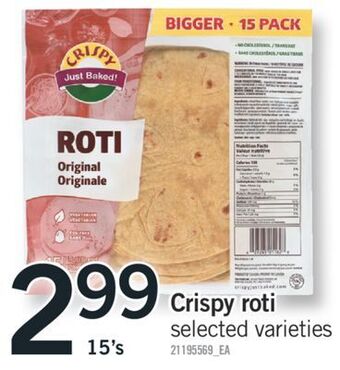 Fortinos Crispy roti, 15's offer