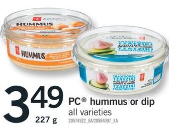 Fortinos Pc® hummus or dip, 227 g offer