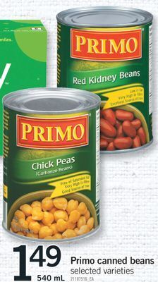 Fortinos Primo canned beans, 540 ml offer