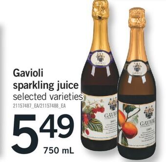Fortinos Gavioli sparkling juice, 750 ml offer