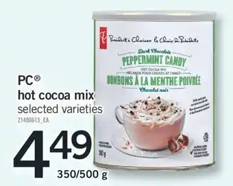 Fortinos Pc® hot cocoa mix, 350/500 g offer