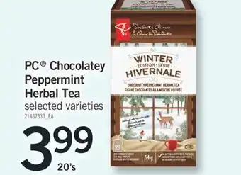 Fortinos Pc® chocolatey peppermint herbal tea, 20's offer