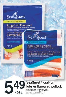Fortinos Seaquest® crab or lobster flavoured pollock, 454 g offer