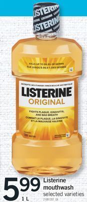 Fortinos Listerine mouthwash, 1 l offer