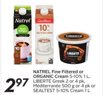 Sobeys Natrel fine filtered or organic cream offer
