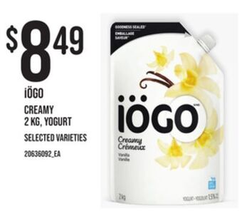 Independent Grocer Iögo creamy, 2 kg, yogurt offer