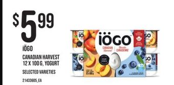 Independent Grocer Iögo canadian harvest, 12 x 100 g, yogurt offer