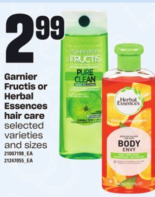 Independent Grocer Garnier fructis or herbal essences hair care offer