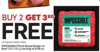 Sobeys Impossible plant-based burger or beef offer