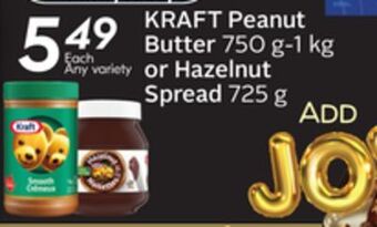 Sobeys Kraft peanut butter 750 g - 1 kg or hazelnut spread 725 g offer