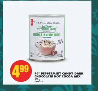 No Frills Pc® peppermint candy dark chocolate hot cocoa mix, 500 g offer