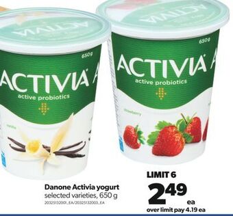 Real Canadian Superstore Danone activia yogurt, 650 g offer