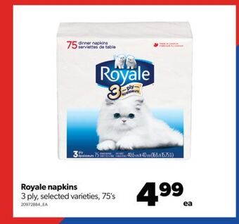 Real Canadian Superstore Royale napkins, 3 ply, 75's offer