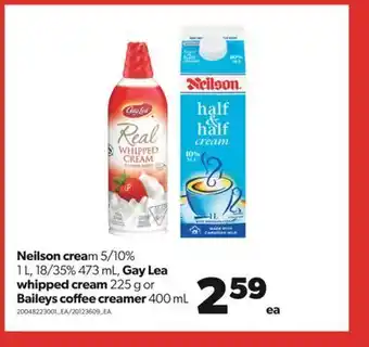 Real Canadian Superstore Neilson cream, 5/10% 1 l, 18/35% 473 ml, gay lea whipped cream, 225 g or baileys coffee creamer, 400 ml offer