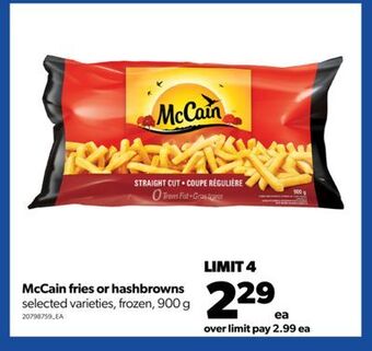 Real Canadian Superstore Mccain fries or hashbrowns, 900 g offer