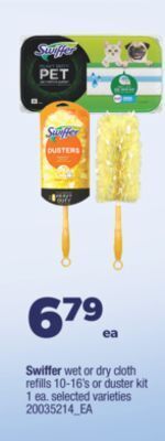 Real Canadian Superstore Swiffer wet or dry cloth refills, 10-16's or duster kit offer
