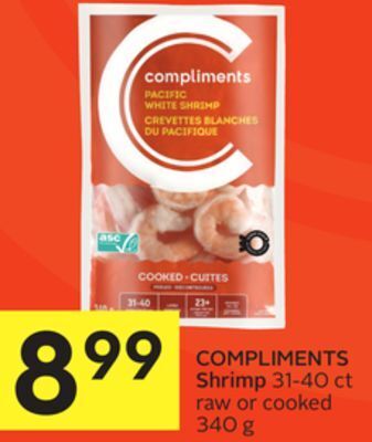 Foodland Compliments shrimp 31-40 ct raw or cooked 340 g offer