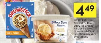 Foodland Nestlé frozen dessert or real dairy ice cream 1.5 l or selected novelties 4-10 pk offer