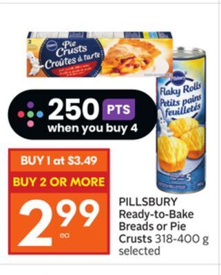 Foodland Pillsbury ready-to-bake breads or pie crusts 318-400 g selected 250 offer