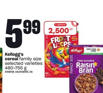 Loblaws Kellogg's cereal, 480-755 g offer