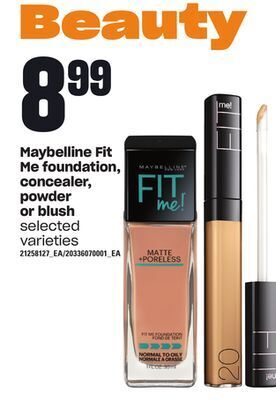 Loblaws Maybelline fit me foundation, concealer, powder or blush offer
